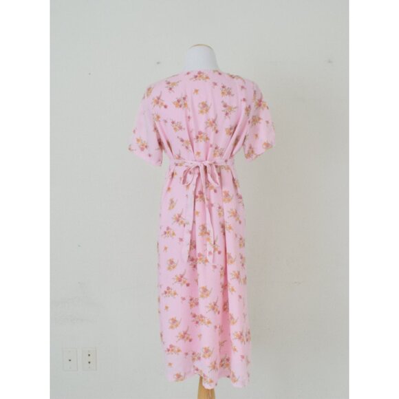 Vintage 70s Handmade Floral Polyester Dress - Picture 2 of 10